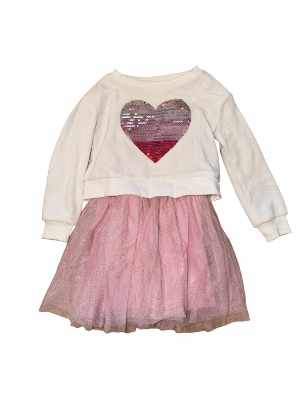 Epic Threads Girls Sequin Heart Sweatshirt Tulle Skirt Dress Size 2T